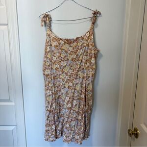 Gap Cami Floral Dress Spaghetti Straps Elastic Back Women's Size XXL Brown Blue